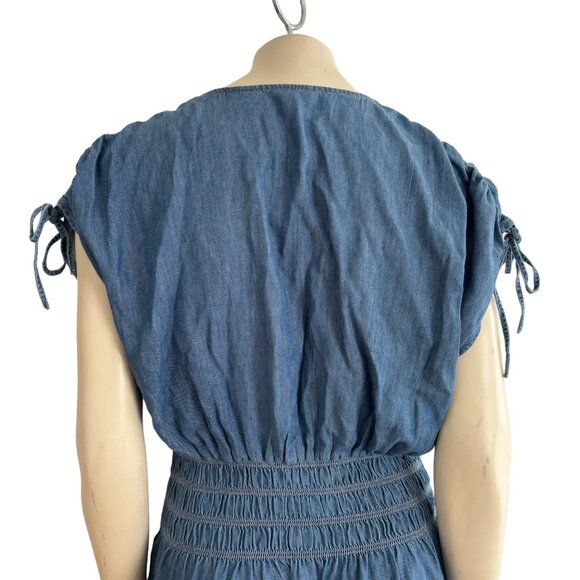 LEVI'S Betty Button Front Midi Dress in Blue Chambray SZ XL - Picture 6 of 12